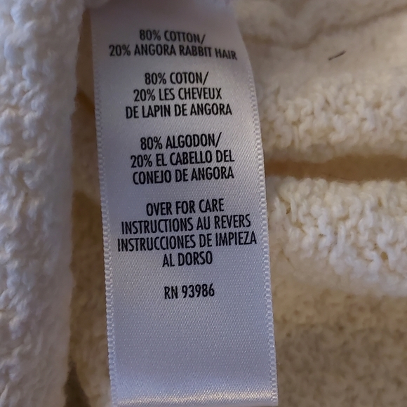 Casual Corner White High Neck Sweater, w/Pearl Detail, Cotton/Angora Blend, szXL - Picture 7 of 7